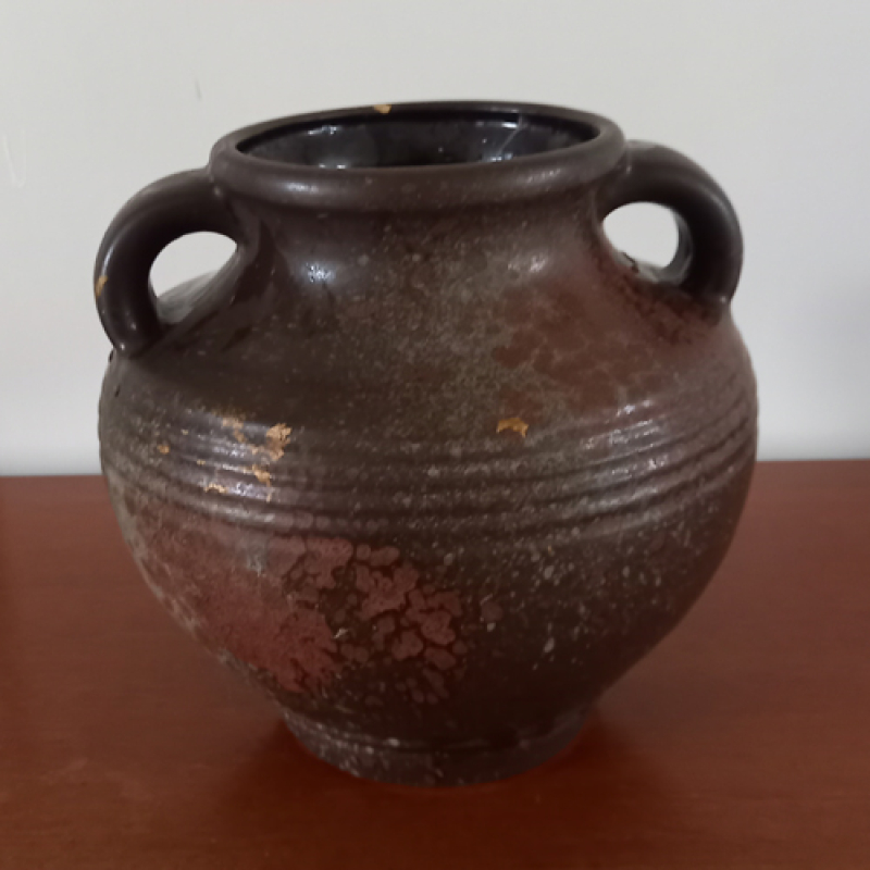 Vintage Vaas W. Germany in bruin en goudtinten